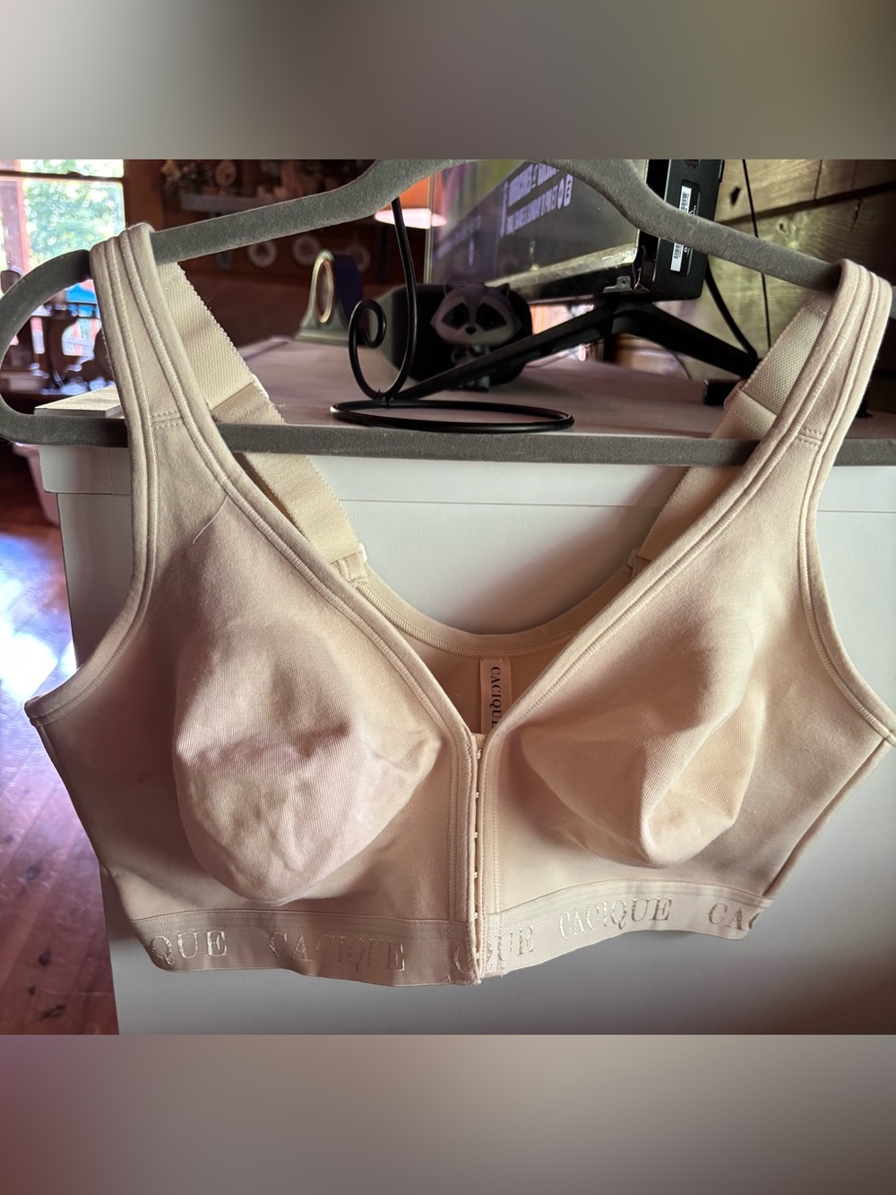 Cacique by Lane Bryant Cotton Front-Close Wireless Comfort Bra Beige 42DD NWOT